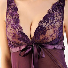 Load image into Gallery viewer, 2PCS (G String)Womens Sexy Nightgowns Sleepwear With G-String Summer Girls Sleeveless Lace Night Dress Ladies Sleepwear Nighties