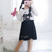 Load image into Gallery viewer, 2PCS Kawaii Rabbit Lolita Dress Cute Black Cosplay Girl Dresses + Japanese Comic Tops Long Sleeve Bunny T-shirts Spring