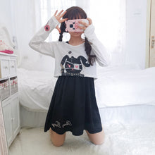 Load image into Gallery viewer, 2PCS Kawaii Rabbit Lolita Dress Cute Black Cosplay Girl Dresses + Japanese Comic Tops Long Sleeve Bunny T-shirts Spring