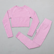 Load image into Gallery viewer, 2PCS  Seamless Women Yoga Set Workout Sportswear Gym Clothing Fitness Long Sleeve Crop Top High Waist Leggings Sports Suits