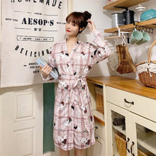 Load image into Gallery viewer, 2PCS Sexy Lingerie Nightgowns Robes Sets for Women Summer Casual Plaid Bathrobes Sleepwear Nightdress Night Dress Two Piece Set