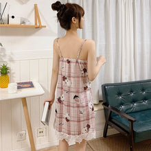 Load image into Gallery viewer, 2PCS Sexy Lingerie Nightgowns Robes Sets for Women Summer Casual Plaid Bathrobes Sleepwear Nightdress Night Dress Two Piece Set