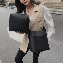 Load image into Gallery viewer, 2piece/set Fashion Designer Pu Leather Women&#39;s Handbags Good Casual Ladies Tote Female Black Bucket Women Shoulder Crossbody Bag