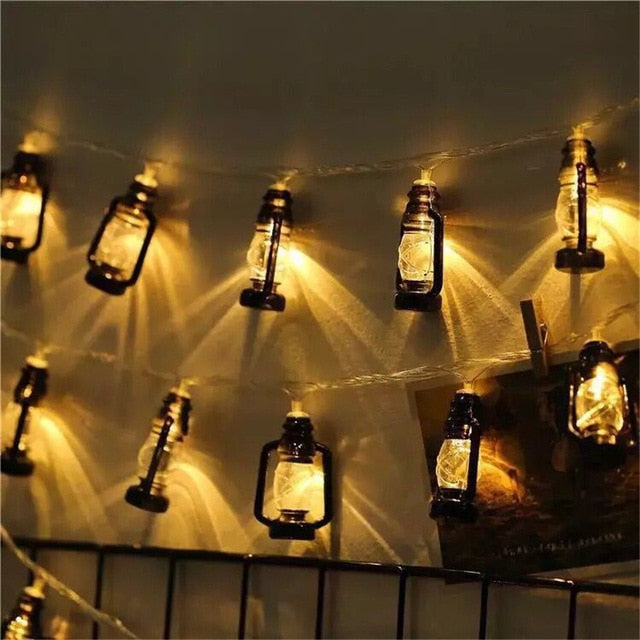 3-6M Retro Baron Lantern LED Light String Warm White Lights Decoration for Room Party Holiday Barn Lanterns Battery Powered