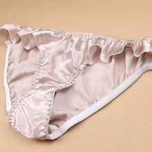 Load image into Gallery viewer, 3 PACK 100% Pure Silk Women&#39;s Ruffled Underwear Lingerie Briefs Panties L-2XL MS016