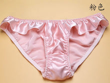Load image into Gallery viewer, 3 PACK 100% Pure Silk Women&#39;s Ruffled Underwear Lingerie Briefs Panties L-2XL MS016