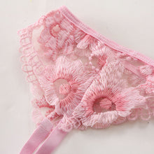 Load image into Gallery viewer, 3 PCS Set Sensual Lingerie Woman Floral Embroidery Lace Lingerie Sexy Brief Sets Woman with Waistband Erotic Lingerie Bra Thong