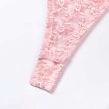 Load image into Gallery viewer, 3 PCS Set Women Sexy Embroider Sensual Lingerie Underwear Garters Pink Flower Erotic Bra Transparent Exotic Lingerie Underwear