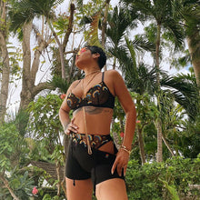 Load image into Gallery viewer, 3 PCS Set Women Sexy Rainbow Embroidery Underwear with Garters Set Underwire Bra and Briefs Set Sensual Lingerie Exotic Suit