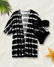 Load image into Gallery viewer, 3 Pack Fluid Pattern Lace Up Bikini Tropical Swimsuit and Kimono for Women Sexy  Three Pieces Swimwear 2023 Beach Bathing Suit