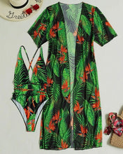Load image into Gallery viewer, 3 Pack Fluid Pattern Lace Up Bikini Tropical Swimsuit and Kimono for Women Sexy  Three Pieces Swimwear 2023 Beach Bathing Suit