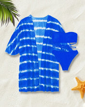 Load image into Gallery viewer, 3 Pack Fluid Pattern Lace Up Bikini Tropical Swimsuit and Kimono for Women Sexy  Three Pieces Swimwear 2023 Beach Bathing Suit