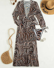 Load image into Gallery viewer, 3 Pack Fluid Pattern Lace Up Bikini Tropical Swimsuit and Kimono for Women Sexy  Three Pieces Swimwear 2023 Beach Bathing Suit