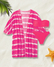 Load image into Gallery viewer, 3 Pack Fluid Pattern Lace Up Bikini Tropical Swimsuit and Kimono for Women Sexy  Three Pieces Swimwear 2023 Beach Bathing Suit