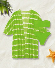 Load image into Gallery viewer, 3 Pack Fluid Pattern Lace Up Bikini Tropical Swimsuit and Kimono for Women Sexy  Three Pieces Swimwear 2023 Beach Bathing Suit