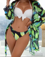 Load image into Gallery viewer, 3 Pack Tie Dye Bikini Tropical Swimsuit and Cover Up Sets for Women Sexy Lace Up Three Pieces Swimwear 2022 Beach Bathing Suit