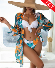 Load image into Gallery viewer, 3 Pack Tie Dye Bikini Tropical Swimsuit and Cover Up Sets for Women Sexy Lace Up Three Pieces Swimwear 2022 Beach Bathing Suit