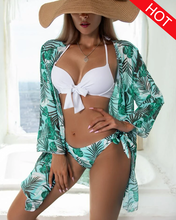 Load image into Gallery viewer, 3 Pack Tie Dye Bikini Tropical Swimsuit and Cover Up Sets for Women Sexy Lace Up Three Pieces Swimwear 2022 Beach Bathing Suit