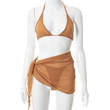 Load image into Gallery viewer, 3 Piece Bikini Set Swimwear Summer Sexy Swimsuit Women Brazilian Bikinis Beach Cover Up Mesh Mini Skirts 2021 Vacation Outfits