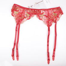 Load image into Gallery viewer, 3 Pieces Set Embroider Sexy Sensual Lingerie Underwear Women Flower Erotic Costumes See-Through Bra and Thong Exotic Underwire