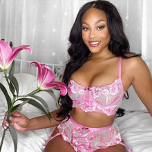 Load image into Gallery viewer, 3 Pieces Set New Sensuall Lingerie Embroidery Exotic Costumes Lace Bras Suit With Garters Straps Bondage Erotic Underwear Set