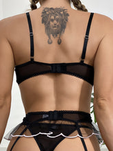Load image into Gallery viewer, 3 Pieces Set Sexy Ruffled Exotic Costumes Patchwork Sensual Lingerie Underwear Transparent Erotic Push Up Bra Exotic Costumes