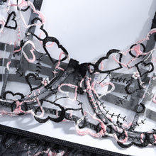 Load image into Gallery viewer, 3 Pieces Set Women Sexy Embroider Lingerie Underwear See-Through Erotic Bra Sensual Lingerie Exotic Underwire with Garters