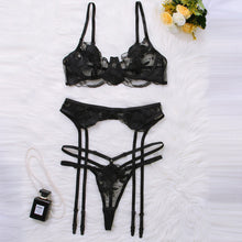 Load image into Gallery viewer, 3 Pieces Set Women Sexy Lingerie Lace Underwear Underwire Bra Exotic Sets Fancy Temptation Erotic Sensual Lingerie Underwear