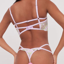 Load image into Gallery viewer, 3 Pieces Set Women Sexy Lingerie Underwear Set Thigh Garters Floral Embroidery Bra and Brief Set Temptation Erotic Underwear Set