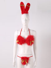 Load image into Gallery viewer, 3 Pieces Women Christmas Lingerie Sets Erotic Babydolls Furry Pajamas Bra G-sting Thong Panties Underwear Set Sex Exotic Costume