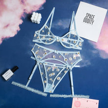 Load image into Gallery viewer, 3 Pieces Women Sexy Lingerie Set Floral Embroidery Bralettes Underwear Sex Bra Garter Erotic Costumes Sensual Underwear