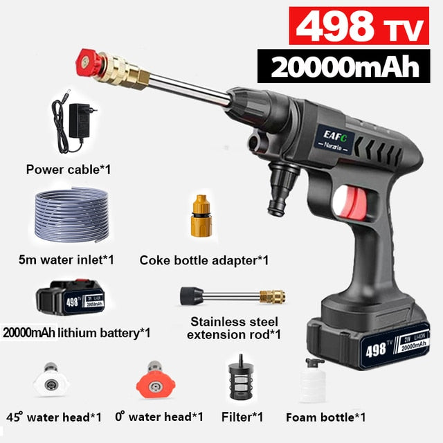 300W 60Bar Wireless High Pressure Car Wash Washer Gun 30000mAh Foam Generator Water Gun Spray Cleaner Car Washing Machine