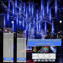 Load image into Gallery viewer, 30cm /50cm Waterproof Meteor Shower Rain 8 Tube LED String Lights For Outdoor Holiday Christmas Decoration Tree EU/US/AU/UK Plug