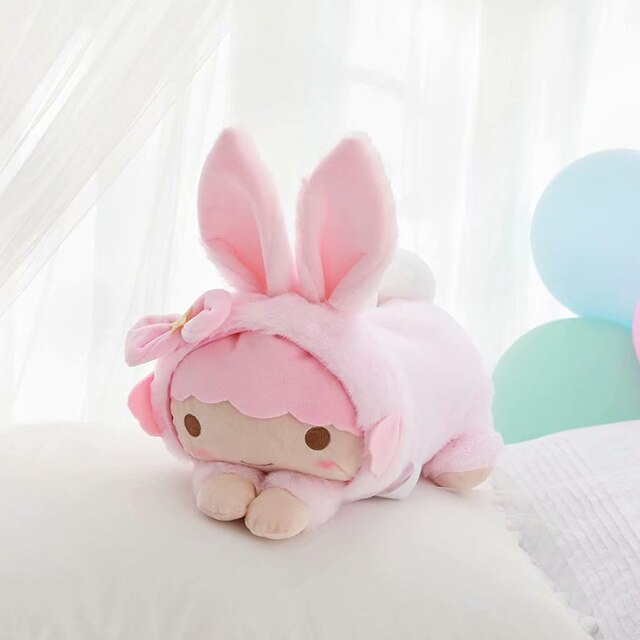 32*20cm Kawaii Soft melody/Pig Plush Toy Cartoon Anime Long Cushion Fluffy Cat/Bunny Napkin Kids Christmas Gift