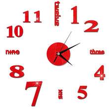 Load image into Gallery viewer, 3D Wall Clock Mirror Wall Stickers Creative DIY Wall Clocks Removable Art Decal Sticker Home Decor Living Room Quartz Needle Hot