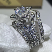 Load image into Gallery viewer, 3PCS Hot Sale New 2020 Luxury Jewelry 925 Sterling Silver Round Cut 5A CZ Diamond Women Wedding Band Ring For Lovers&#39; Gift