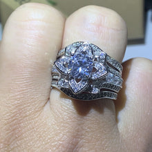 Load image into Gallery viewer, 3PCS Hot Sale New 2020 Luxury Jewelry 925 Sterling Silver Round Cut 5A CZ Diamond Women Wedding Band Ring For Lovers&#39; Gift