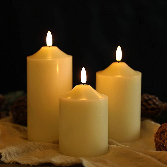 3Pcs Flameless Flickering Led Candles Light Tealight Led Battery Power Candles Lamp Electronic for Home Wedding Party Decor