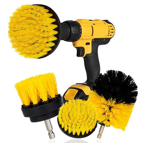 3Pcs/Set Electric Scrubber Brush Drill Brush Kit Plastic Round Cleaning Brush For Carpet Glass Car Tires Nylon Brushes 2/3.5/4''
