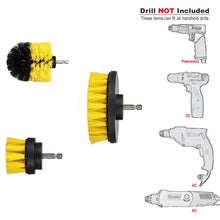 Load image into Gallery viewer, 3Pcs/Set Electric Scrubber Brush Drill Brush Kit Plastic Round Cleaning Brush For Carpet Glass Car Tires Nylon Brushes 2/3.5/4&#39;&#39;