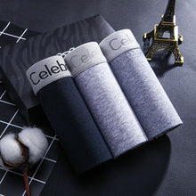 Load image into Gallery viewer, 3Pieces Boxer Shorts Mens Underwear Soft Cotton Letter Men Panties Boxer Boys Solid Boxer Plus Size 3XL Comfort Male Underpants