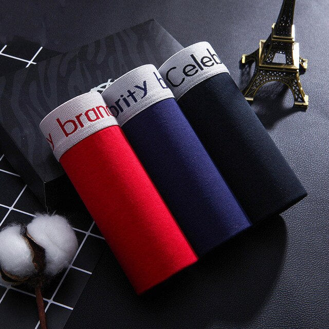 3Pieces Boxer Shorts Mens Underwear Soft Cotton Letter Men Panties Boxer Boys Solid Boxer Plus Size 3XL Comfort Male Underpants