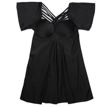 Load image into Gallery viewer, 3XL-6XL Plus Size Swimwear One Piece Swimdress Swimsuit for Women Black Solid Conservative Tummy Control Beach Bathing Suits
