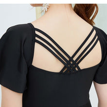 Load image into Gallery viewer, 3XL-6XL Plus Size Swimwear One Piece Swimdress Swimsuit for Women Black Solid Conservative Tummy Control Beach Bathing Suits