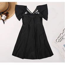Load image into Gallery viewer, 3XL-6XL Plus Size Swimwear One Piece Swimdress Swimsuit for Women Black Solid Conservative Tummy Control Beach Bathing Suits