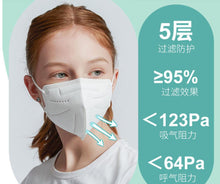 Load image into Gallery viewer, 30pcs Children&#39;s kn95 mask five layer independent packaging 3D three-dimensional protective mask disposable kn95 dust mask