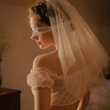 Load image into Gallery viewer, 3pcs Women Pajamas Lace Lingerie Strapless Short Sleeve Tops with Panty Sexy Pajama Set Summer Sleepwear Female Nightgown