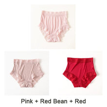 Load image into Gallery viewer, 3pcs/lot Natural silk high waist lace Briefs big plus size underwear women transparent seamless woman panties bragas mujer panty