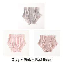 Load image into Gallery viewer, 3pcs/lot Natural silk high waist lace Briefs big plus size underwear women transparent seamless woman panties bragas mujer panty
