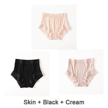 Load image into Gallery viewer, 3pcs/lot Natural silk high waist lace Briefs big plus size underwear women transparent seamless woman panties bragas mujer panty